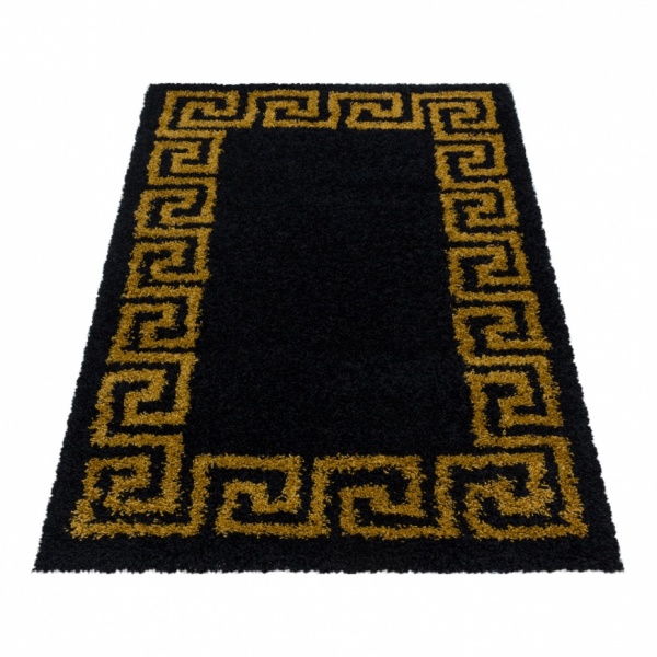 Hera Shaggy Modern Border Gold Rug